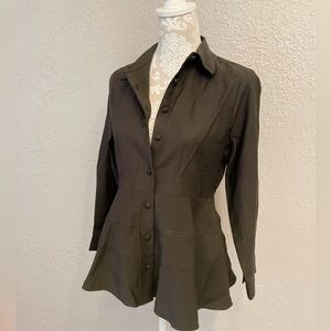 Pomander Place black button down peplum 3/4 sleeve shirt xs
